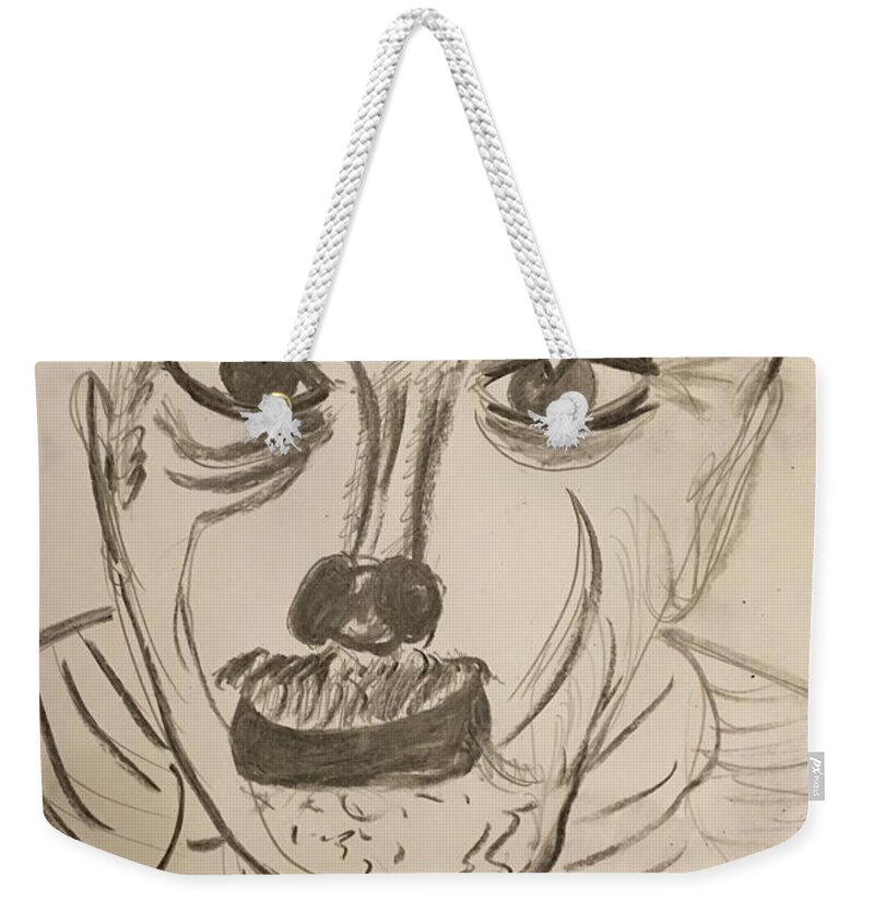 Drawing Weekender Tote Bag featuring the drawing Homeless by Roger Cummiskey