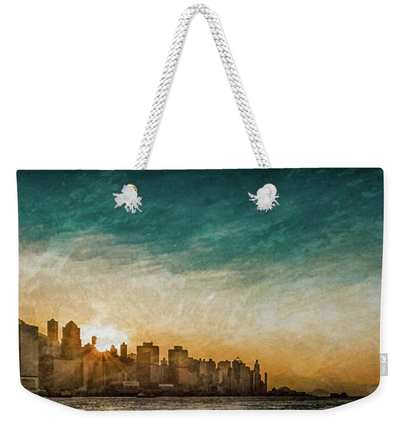 Cityscape Weekender Tote Bag featuring the photograph Hong Kong - Hong Kong Sunset by Mark Forte