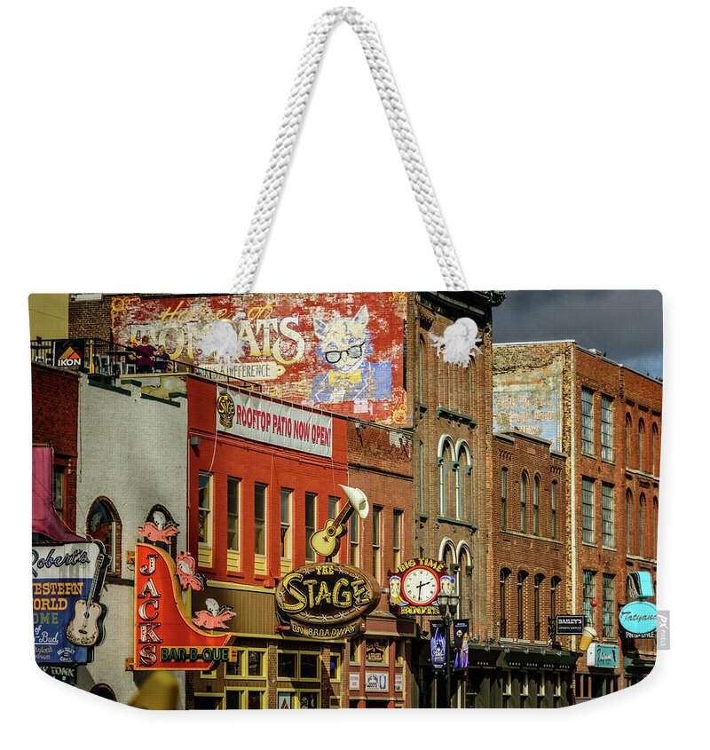 Honky Tonk Row - Nashville Tn Weekender Tote Bag featuring the photograph Honky Tonk Row - Nashville TN by Debra Martz