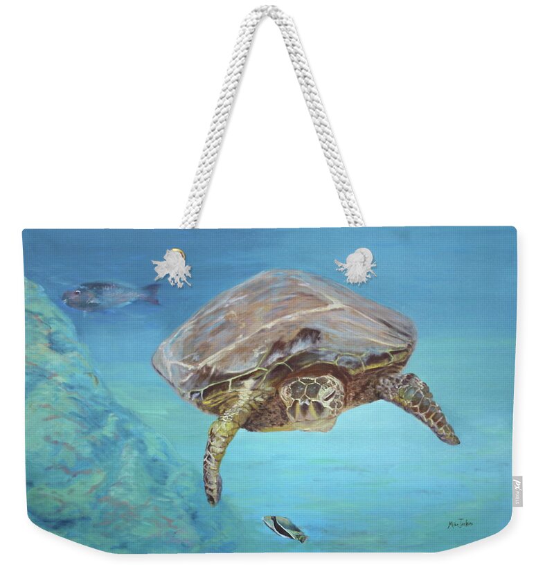Turtle Weekender Tote Bag featuring the painting Honu by Mike Jenkins