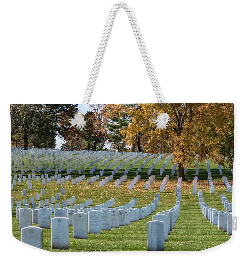 Jefferson Barracks National Cemetery Weekender Tote Bag featuring the photograph Honoring Americans by Holly Ross