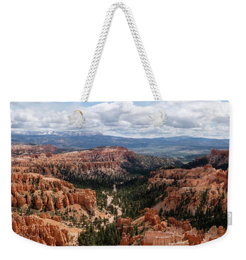 Panorama Weekender Tote Bag featuring the photograph Hoodoos at Bryce Canyon by Georgette Grossman