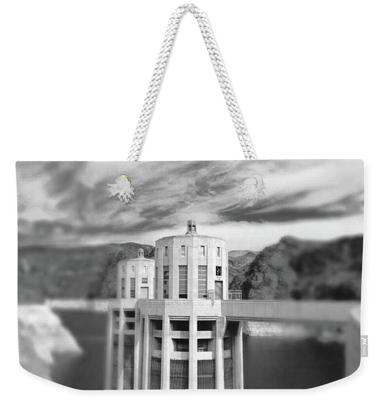 Hoover Dam Intake Towers Weekender Tote Bag featuring the photograph Hoover Dam Intake Towers No. 1-1 by Sandy Taylor