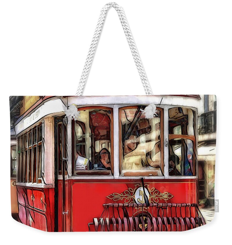 Tram Weekender Tote Bag featuring the digital art Hop On Hop Off by Pennie McCracken