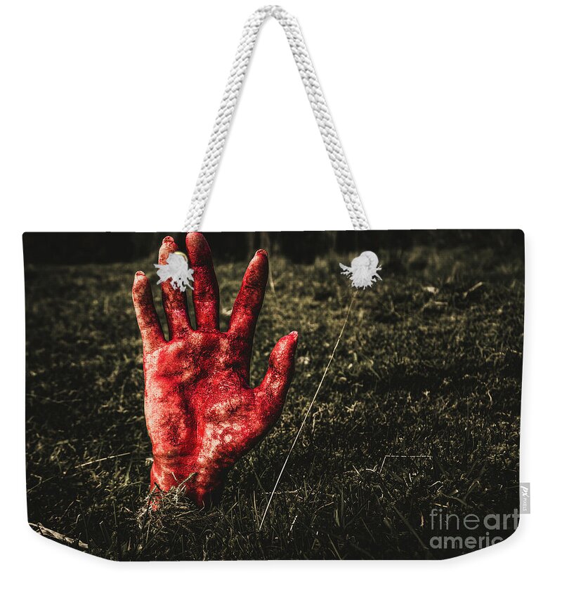 Hand Weekender Tote Bag featuring the photograph Horror resurrection by Jorgo Photography