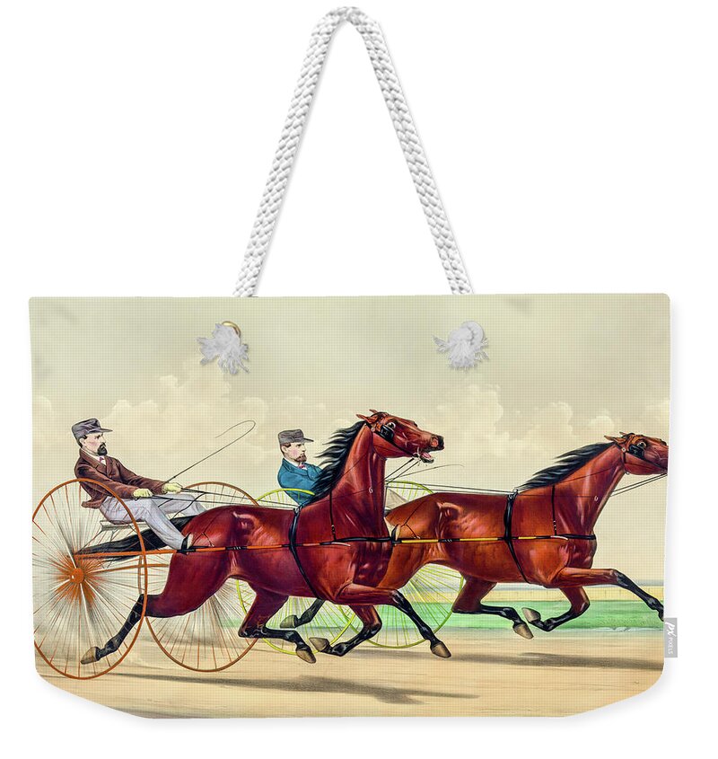 David Letts Weekender Tote Bag featuring the photograph Horse Carriage Race by David Letts