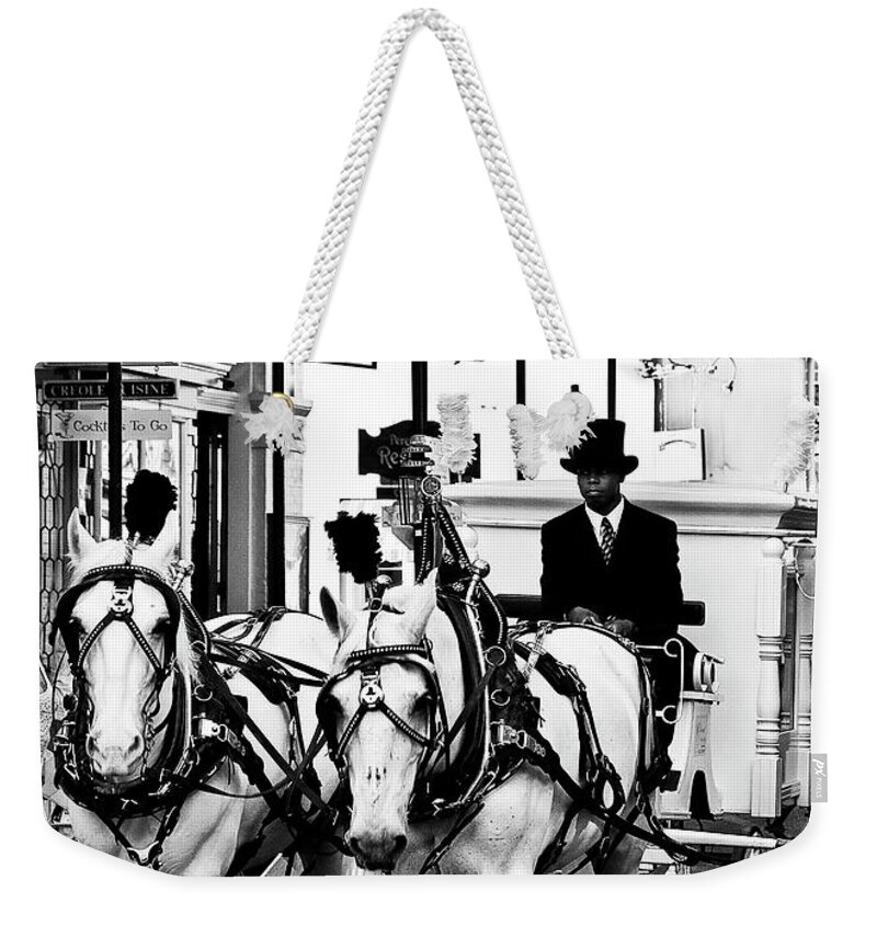 Horse Weekender Tote Bag featuring the photograph Horse Drawn Funeral Carriage by Kathleen K Parker