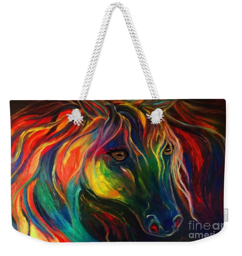 Prophetic Weekender Tote Bag featuring the painting Horse of Hope by Pam Herrick