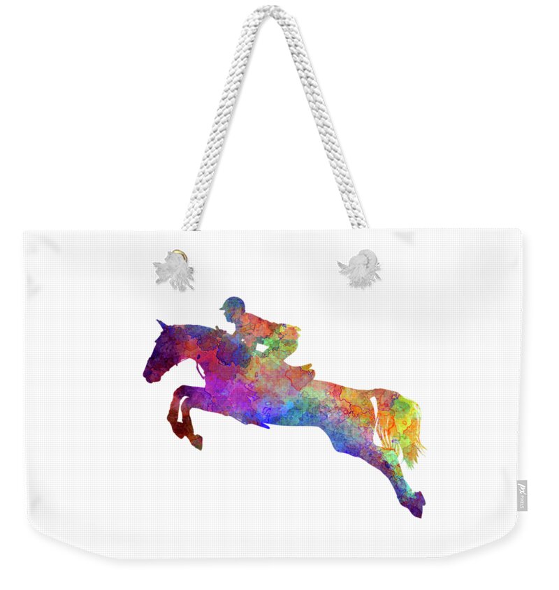 Horse Weekender Tote Bag featuring the painting Horse show 06 in watercolor by Pablo Romero
