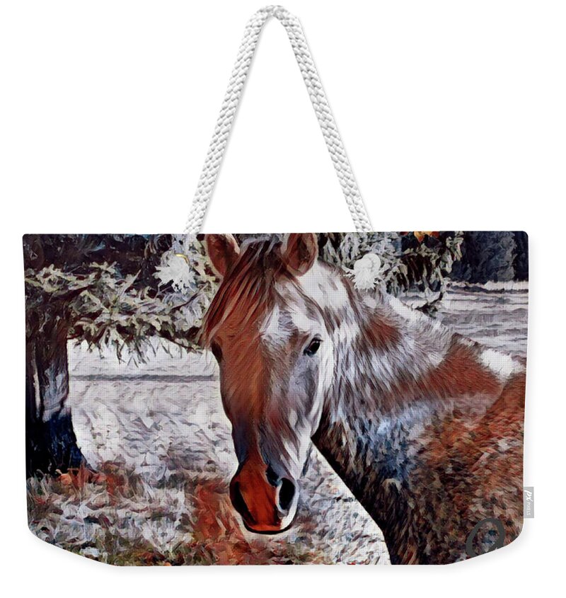 Nature Weekender Tote Bag featuring the digital art Horse 2 by Cepiatone Fine Art Callie E Austin