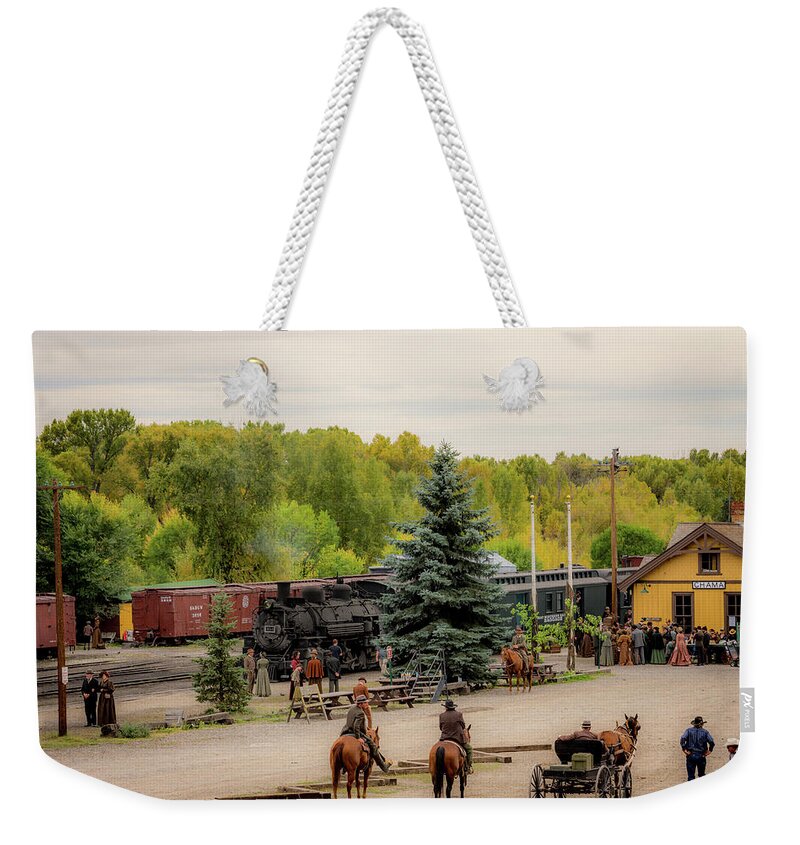 Hostiles Weekender Tote Bag featuring the photograph Hostiles - A Day on Set - No5 by Debra Martz