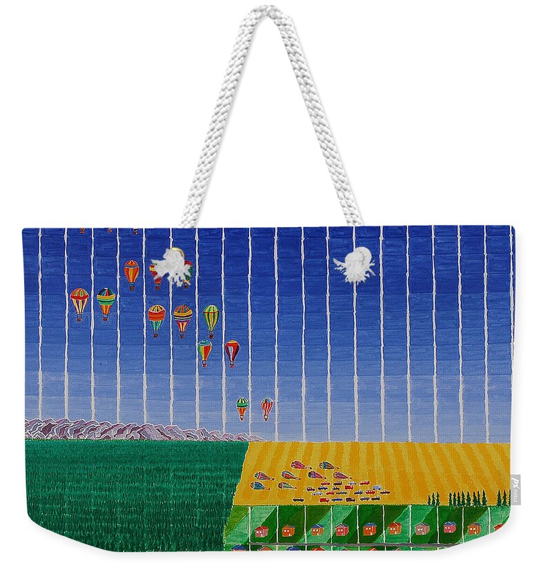3d Weekender Tote Bag featuring the painting Hot Air Balloon Party by Jesse Jackson Brown