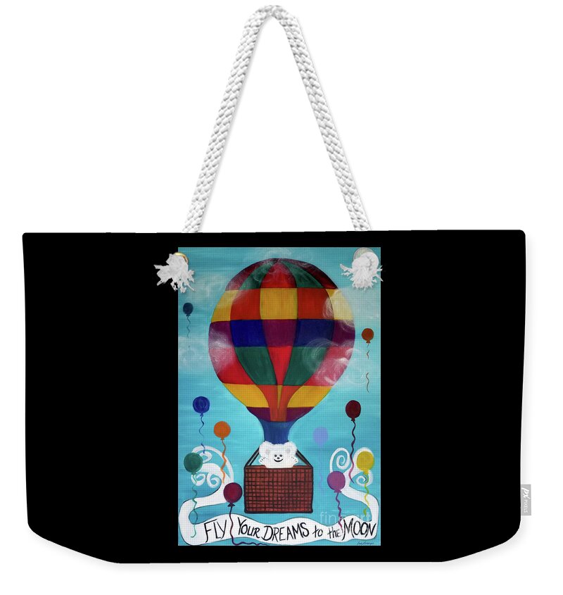 Hot Air Balloon Weekender Tote Bag featuring the painting Hot Bear Balloon by Artist Linda Marie