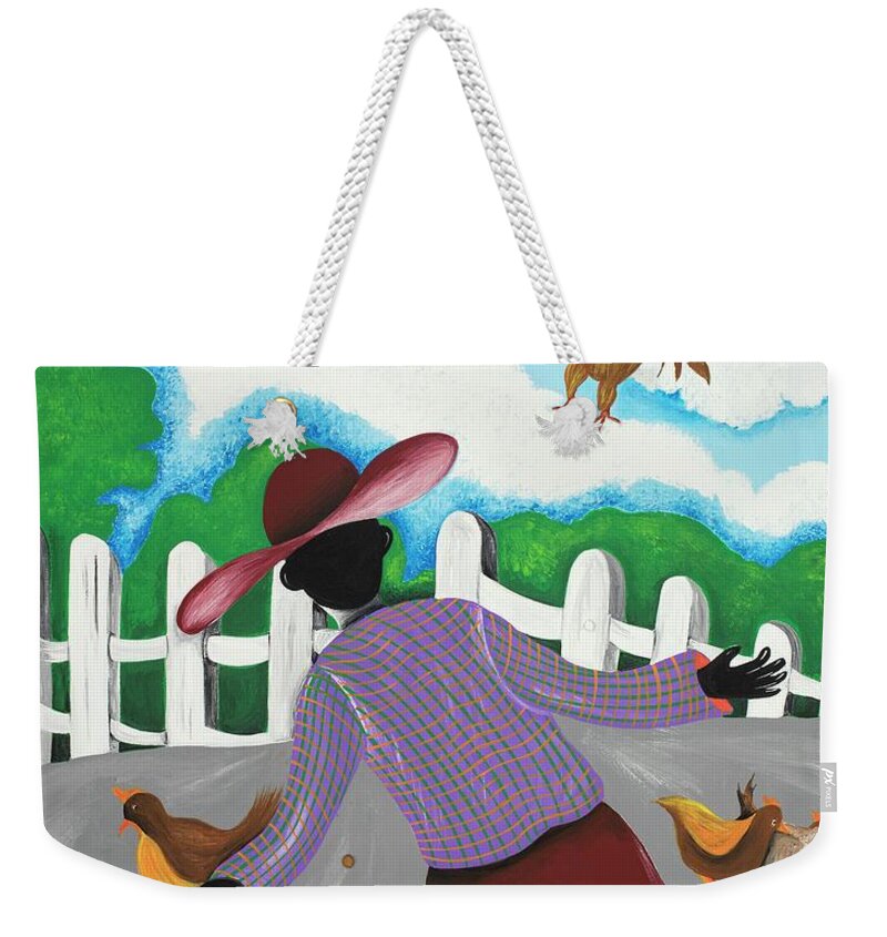 Sabree Weekender Tote Bag featuring the painting Hot Chicks by Patricia Sabreee