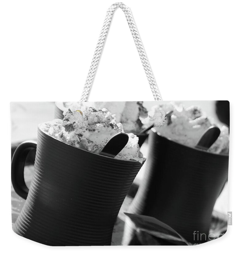 Background Weekender Tote Bag featuring the photograph Hot Chocolat by Adriana Zoon