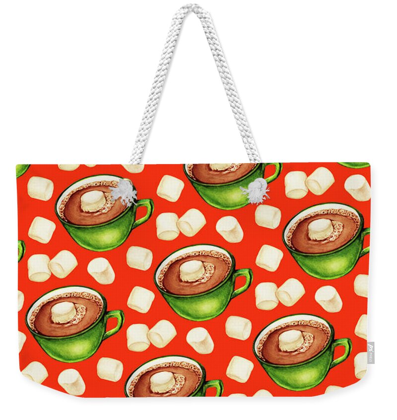 Hot Weekender Tote Bag featuring the painting Hot Cocoa Pattern by Kelly Gilleran