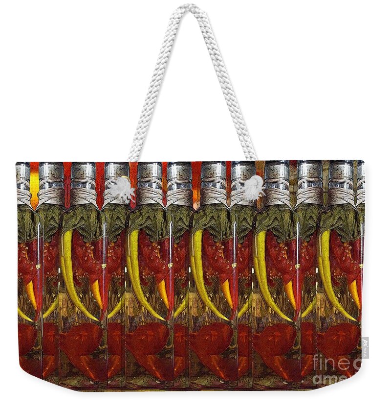 Peppers Weekender Tote Bag featuring the photograph Hot Pickled Peppers by Ronald Bissett