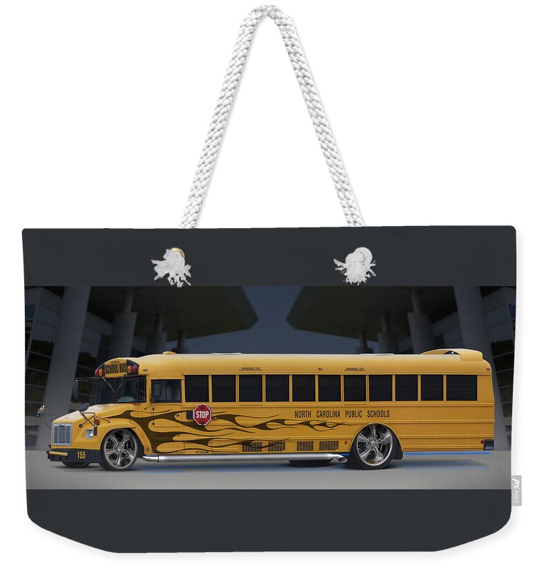 Hot Rod Weekender Tote Bag featuring the photograph Hot Rod School Bus by Mike McGlothlen