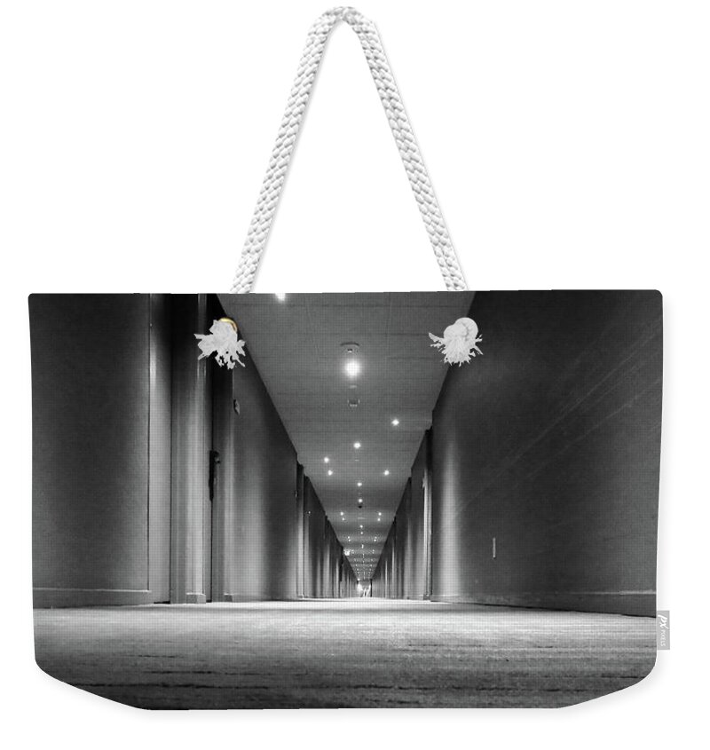 Hall Weekender Tote Bag featuring the photograph Hotel Hallway by Ted Keller