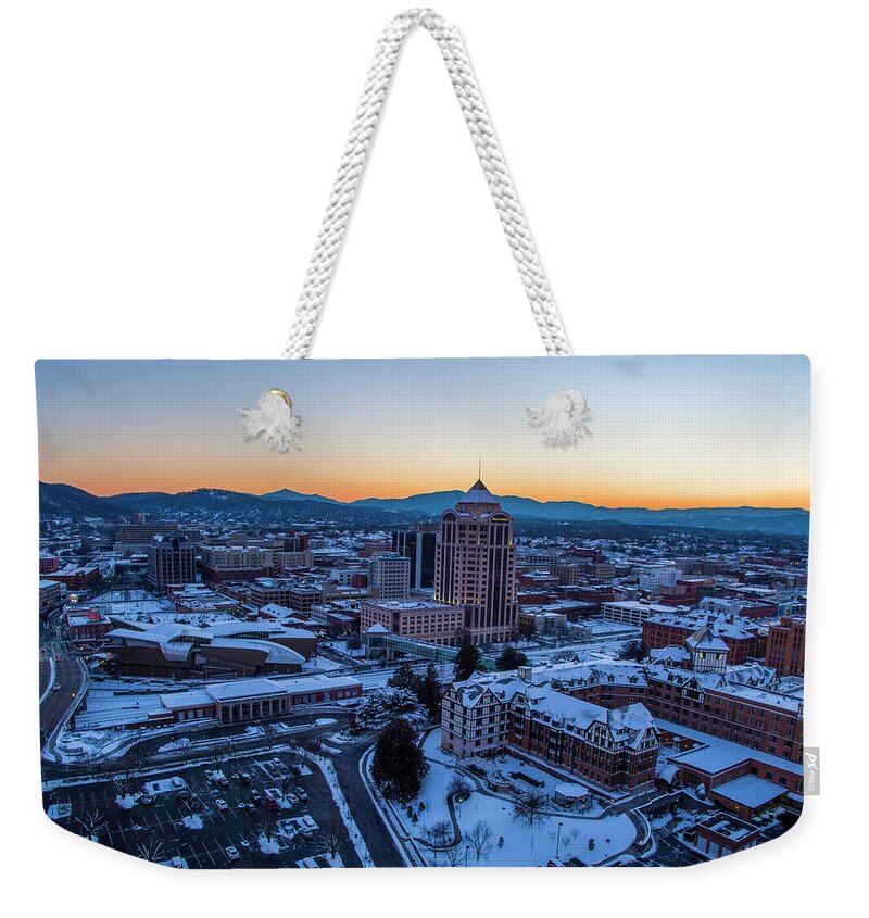 Snow Weekender Tote Bag featuring the photograph Hotel Roanoke 2 by Star City SkyCams