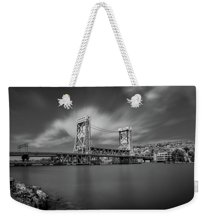 Houghton Weekender Tote Bag featuring the photograph Houghton Portage Bridge by James Howe