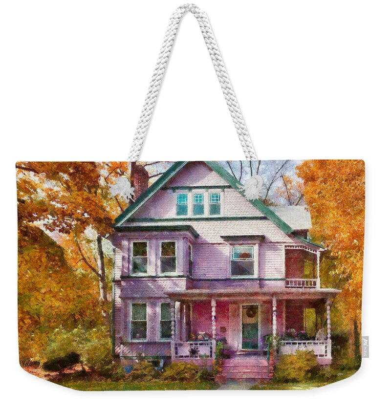 Suburbanscenes Weekender Tote Bag featuring the photograph House - Cranford NJ - An Adorable house by Mike Savad