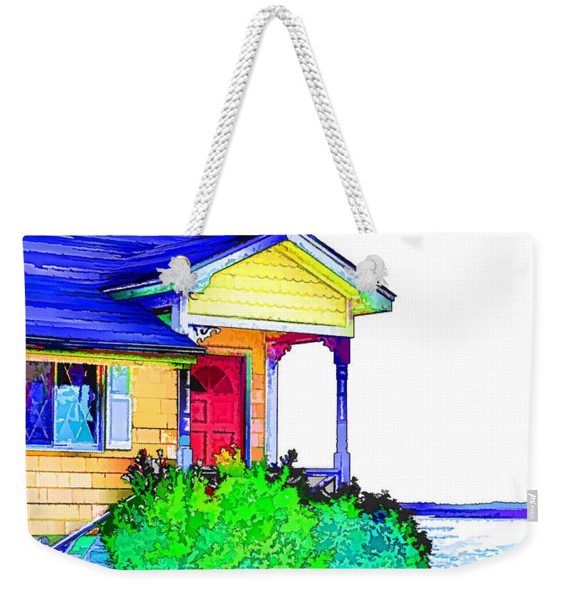House By The Sea Weekender Tote Bag featuring the painting House by the sea by Jeelan Clark
