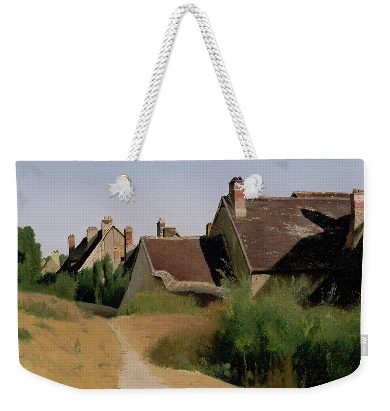 Jean-baptiste-camille Corot (french Weekender Tote Bag featuring the painting Houses near Orleans by Celestial Images