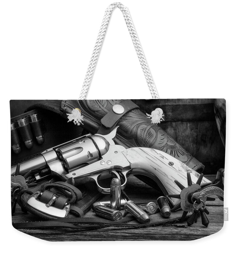 Colt Weekender Tote Bag featuring the photograph How The West Was Won in Black and White by Tom Mc Nemar