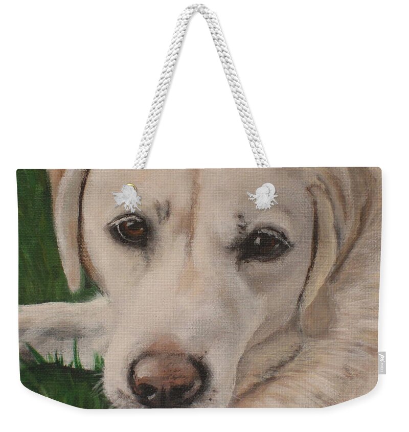 Yellow Lab Weekender Tote Bag featuring the painting Hudson by Carol Russell