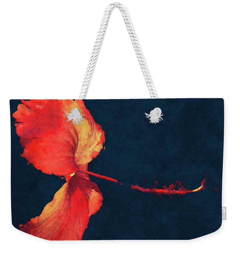 Hibiscus Illustration Weekender Tote Bag featuring the digital art Huge Hibiscus Illustration by Georgiana Romanovna