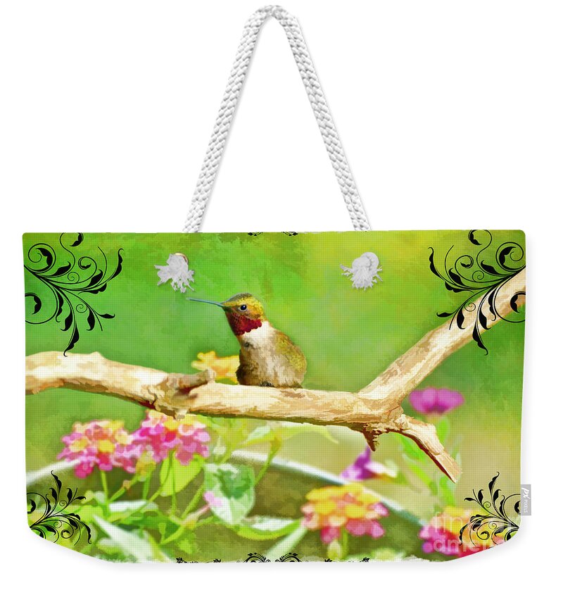 Nature Weekender Tote Bag featuring the photograph Humminbird Attitude - Digital Paint 3 by Debbie Portwood