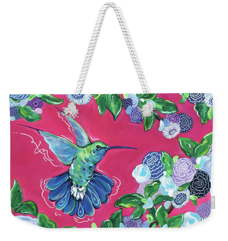 Hummingbird Weekender Tote Bag featuring the painting Hummingbird by Beth Ann Scott