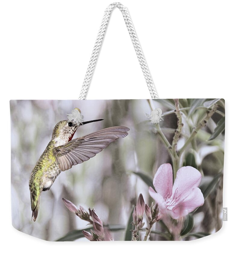 Hummingbird Weekender Tote Bag featuring the photograph Hummingbird Garden I by Leda Robertson