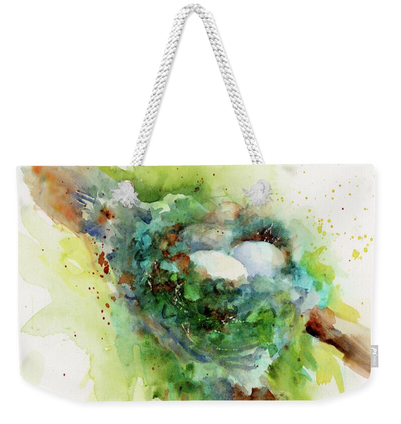 Nest Weekender Tote Bag featuring the painting Hummingbird Nest by Christy Lemp