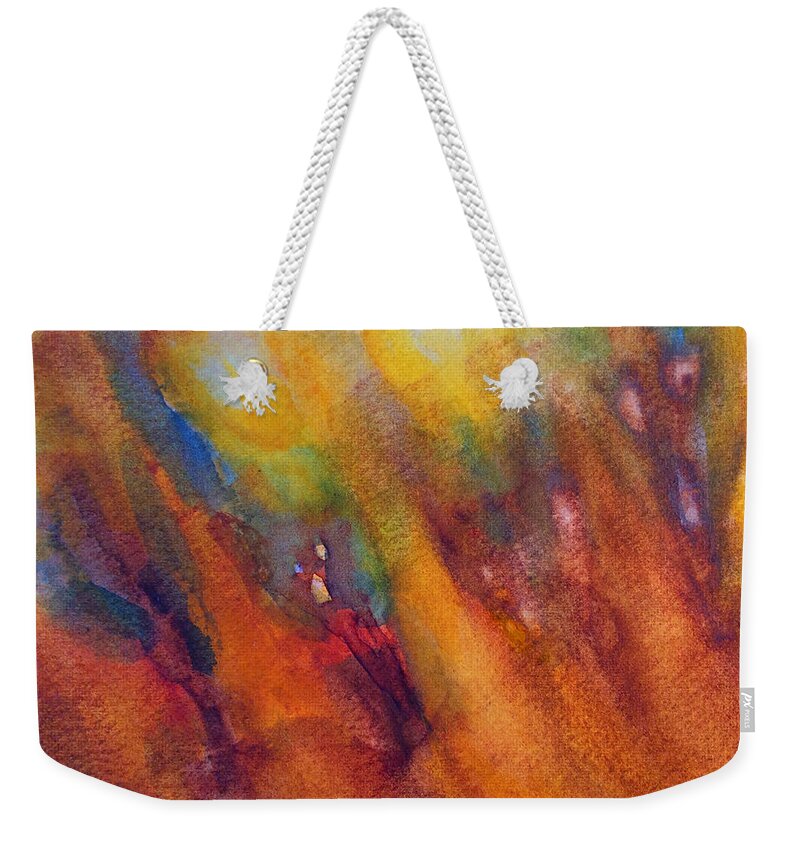 Watercolor Weekender Tote Bag featuring the painting Hummy hills by Suzy Norris