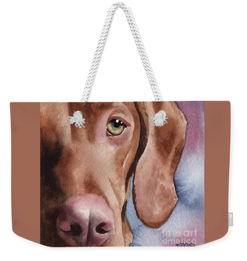 Hungarian Weekender Tote Bag featuring the painting Hungarian Vizsla by David Rogers
