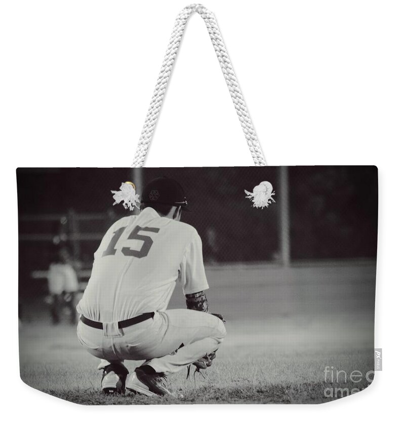 Baseball Weekender Tote Bag featuring the photograph Hunker Down by Leah McPhail