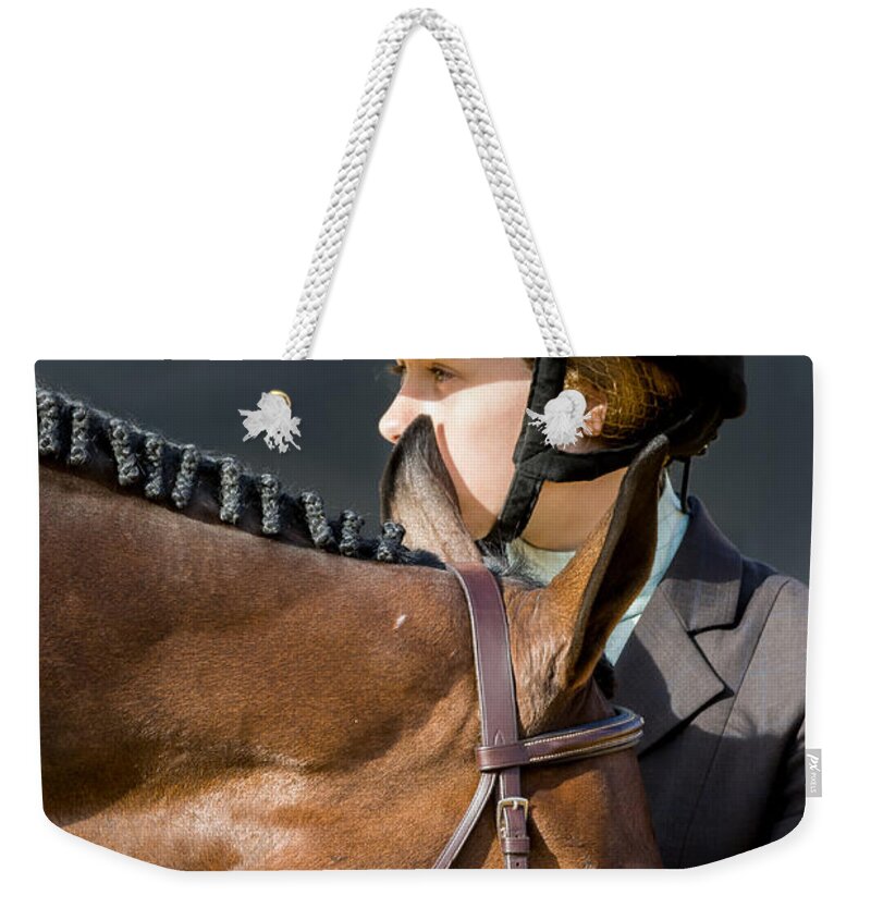 Braided Weekender Tote Bag featuring the photograph Hunter and Rider by Ed Gleichman