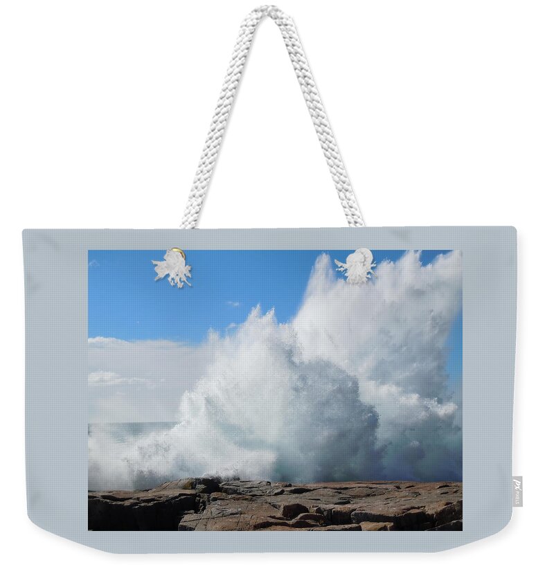 Maine Landscape Weekender Tote Bag featuring the photograph Hurricane Igor at Schoodic Point Maine by Francine Frank