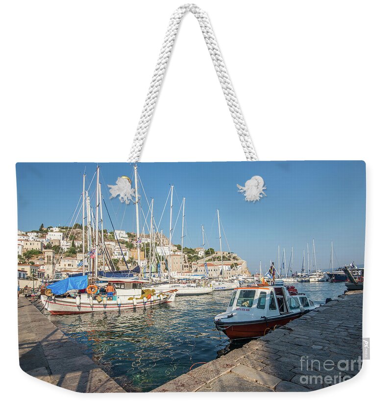 Aegis Weekender Tote Bag featuring the photograph Hydra habour by Hannes Cmarits