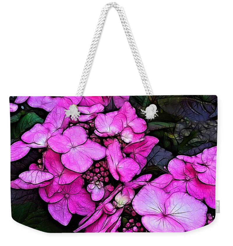 Flowers Weekender Tote Bag featuring the photograph Hyper Pink Blooms by Nick Heap