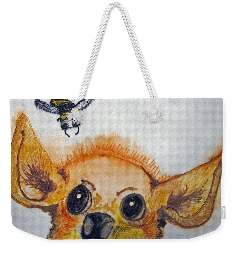 Dogs Weekender Tote Bag featuring the painting I Aint No Flower by Patricia Arroyo