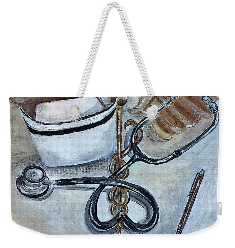 Nurse Weekender Tote Bag featuring the painting I am a Nurse by Melissa Torres
