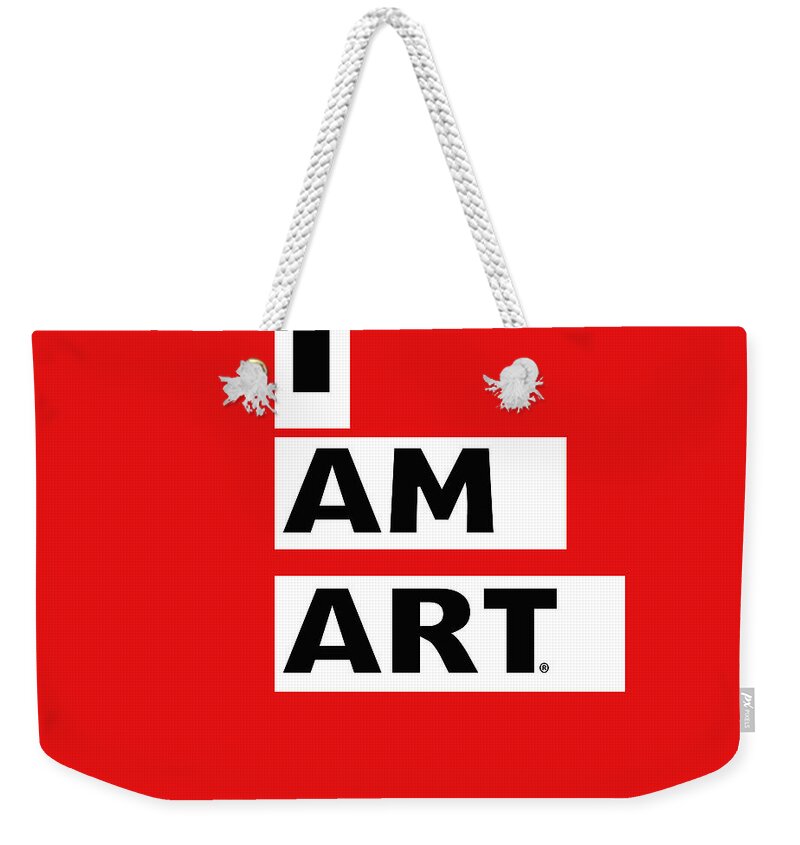 Art Weekender Tote Bag featuring the digital art I AM ART Stripes- Design by Linda Woods by Linda Woods