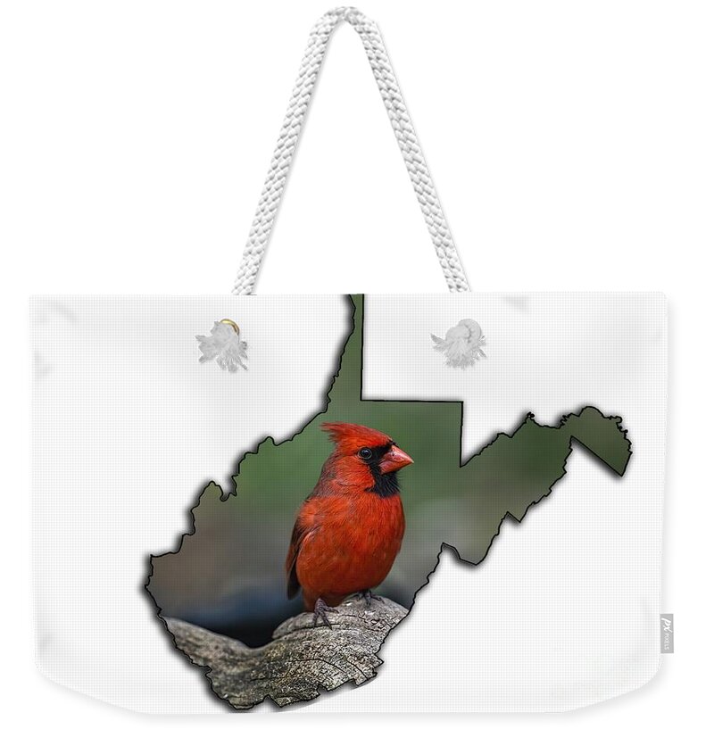 Bird; Cardinal; Male; Red; Nature Weekender Tote Bag featuring the photograph I am pretty by Dan Friend