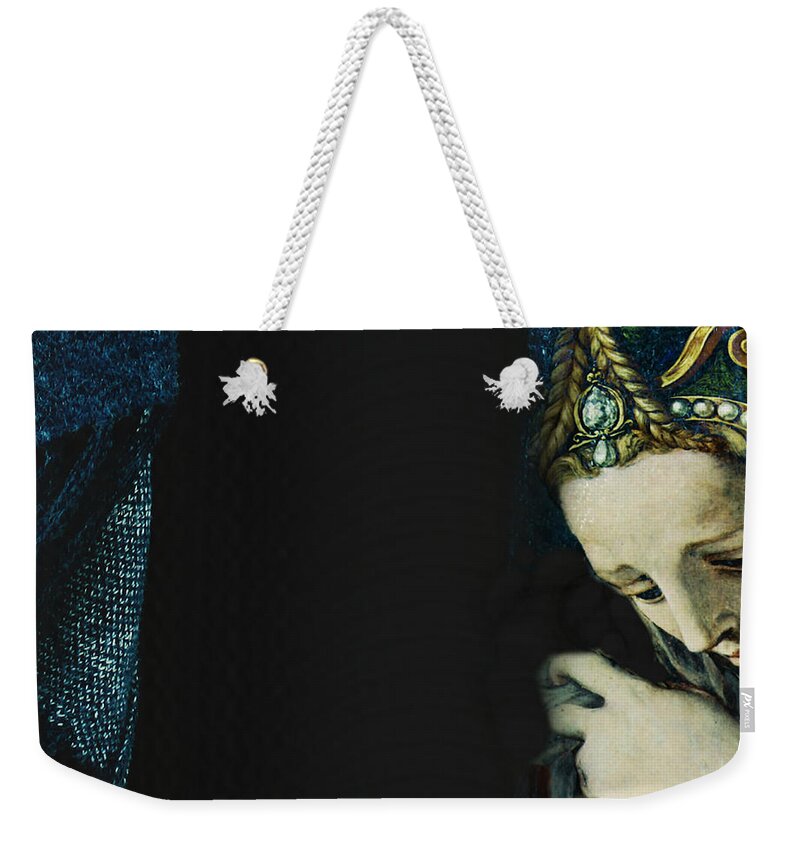 Love Weekender Tote Bag featuring the mixed media I Kissed A Girl by Paul Lovering