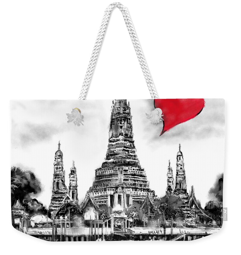 I Love Bangkok Weekender Tote Bag featuring the digital art I love Bangkok by Sladjana Lazarevic