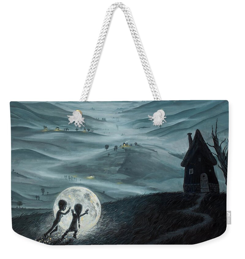 Kids Weekender Tote Bag featuring the painting I Love Dreaming into That Dying Light by Adrian Borda