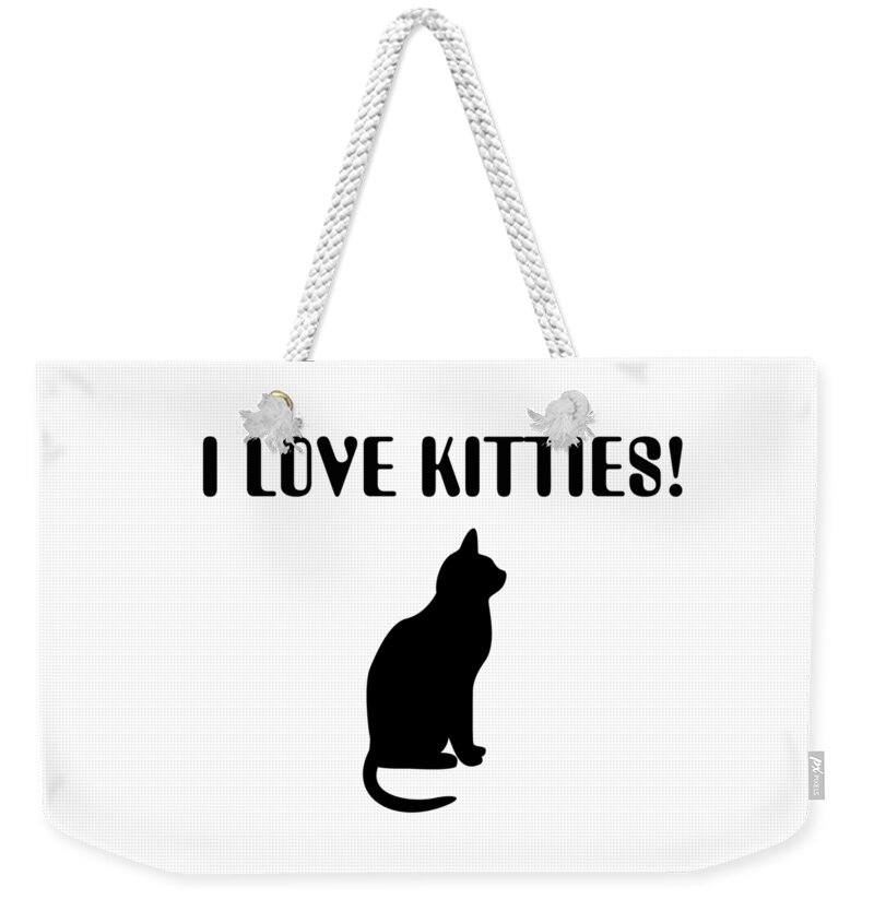 Cat Weekender Tote Bag featuring the digital art I Love Kitties In Black by Andee Design